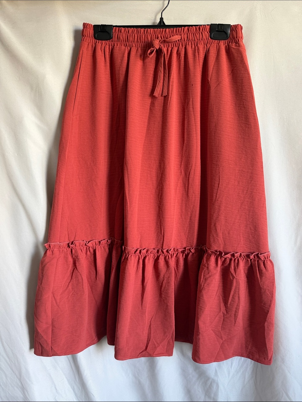 Tiered Midi Skirt in Coral
